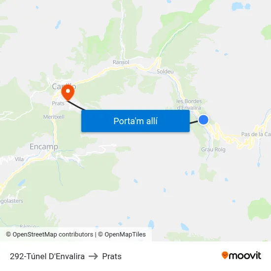 292-Túnel D'Envalira to Prats map
