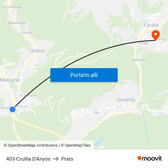 403-Cruïlla D'Anyós to Prats map