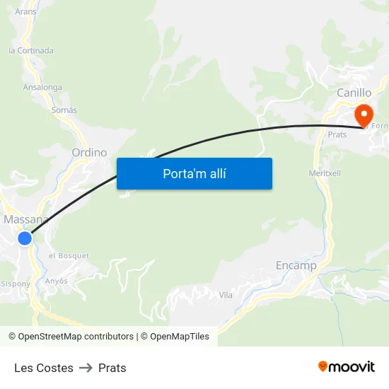 409-Les Costes to Prats map