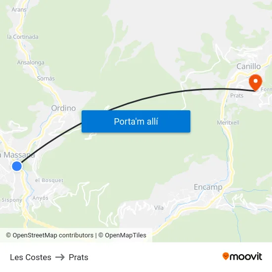 410-Les Costes to Prats map