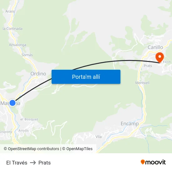 El Través to Prats map