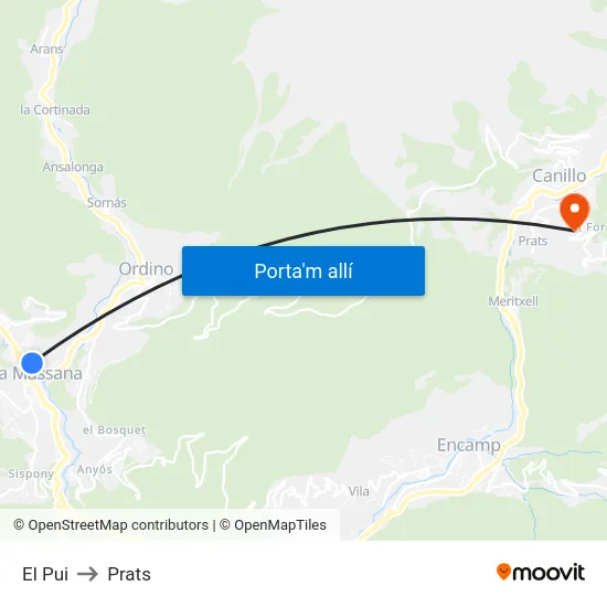 El Pui to Prats map