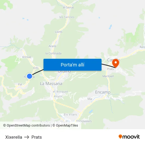 Xixerella to Prats map