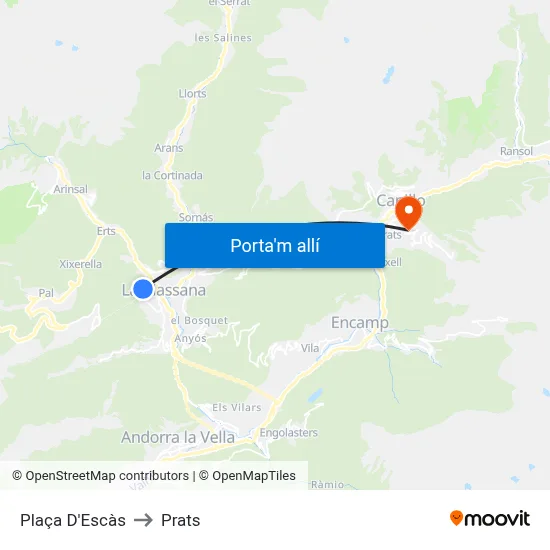 Plaça D'Escàs to Prats map