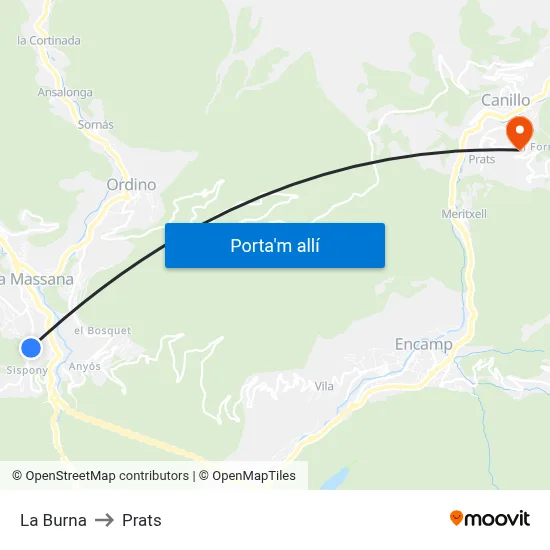 La Burna to Prats map