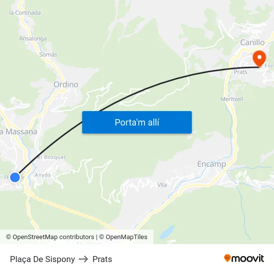 Plaça De Sispony to Prats map
