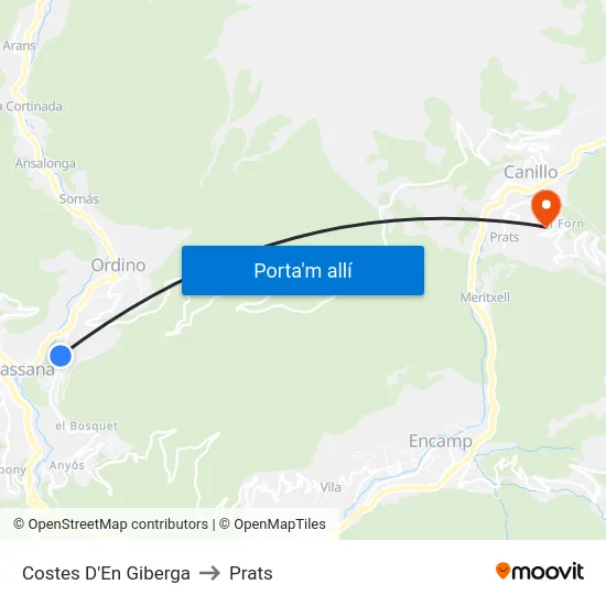 Costes D'En Giberga to Prats map