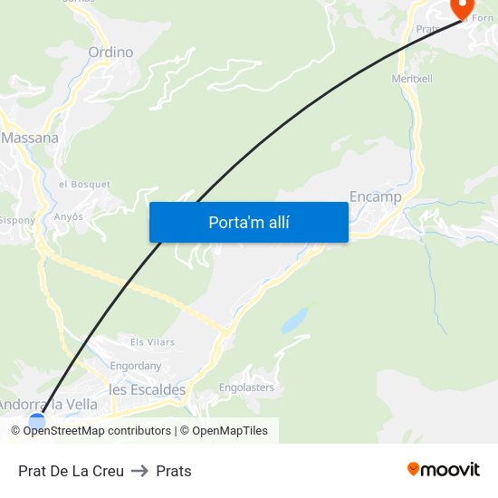 Prat De La Creu to Prats map