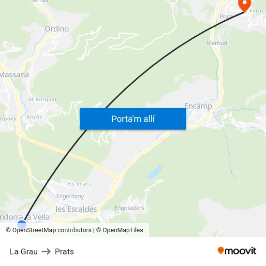 La Grau to Prats map
