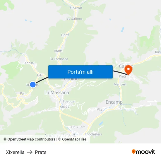 Xixerella to Prats map