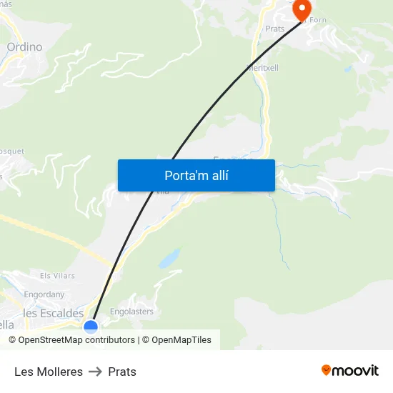 Les Molleres to Prats map