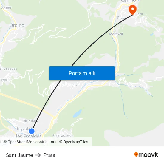 Sant Jaume to Prats map