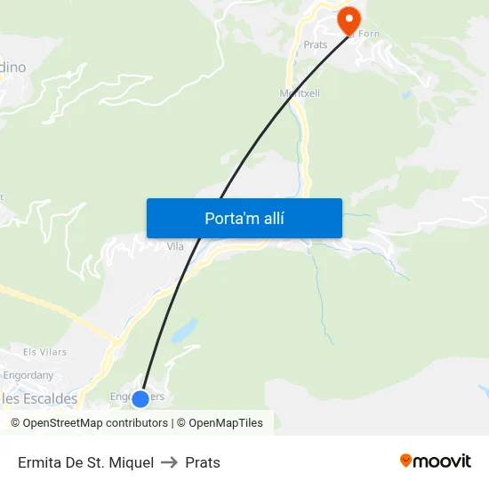 Ermita De St. Miquel to Prats map