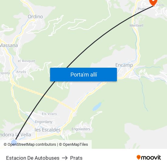 Estacion De Autobuses to Prats map