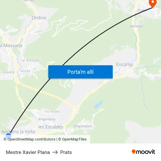 Mestre Xavier Plana to Prats map
