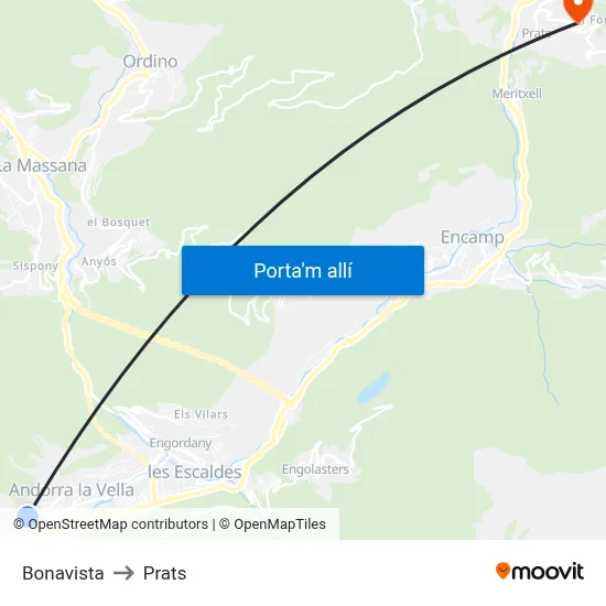 Bonavista to Prats map