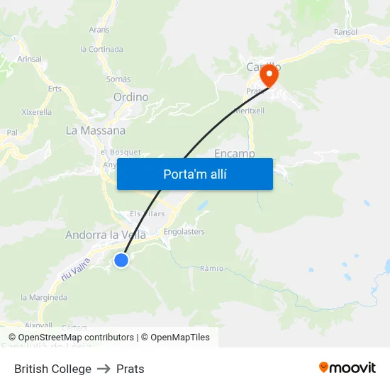 British College to Prats map