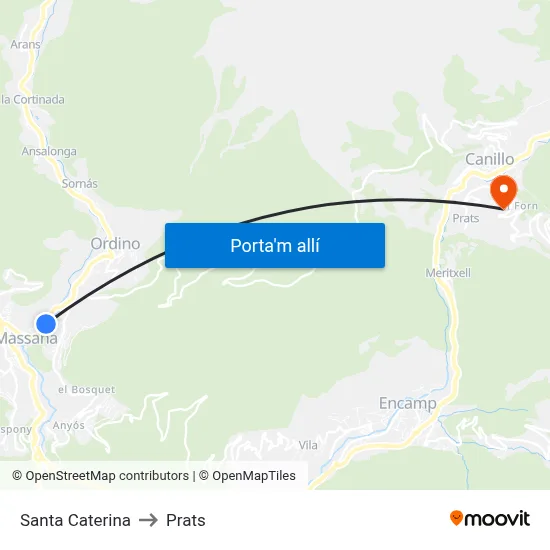 Santa Caterina to Prats map