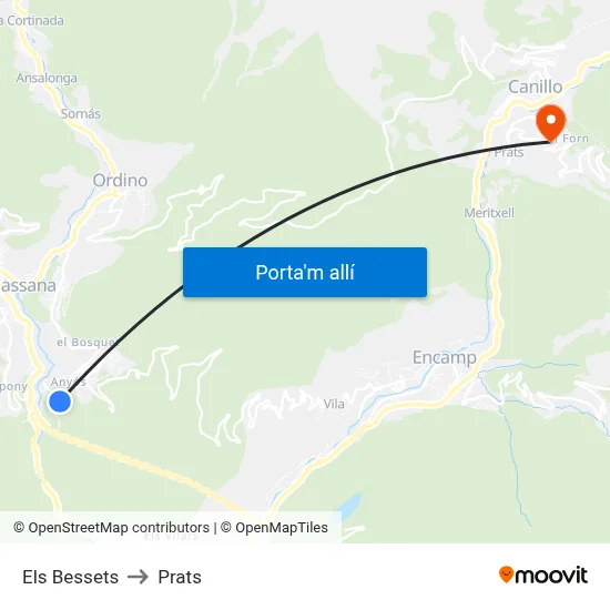 Els Bessets to Prats map