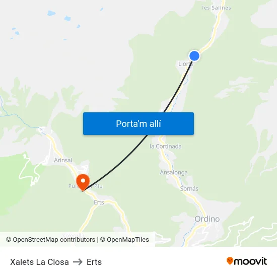Xalets La Closa to Erts map