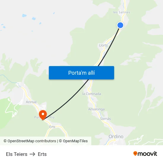 Els Teiers to Erts map