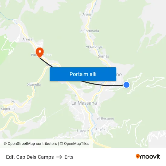 Edf. Cap Dels Camps to Erts map