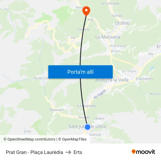 Prat Gran - Plaça Laurèdia to Erts map