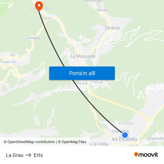 La Grau to Erts map