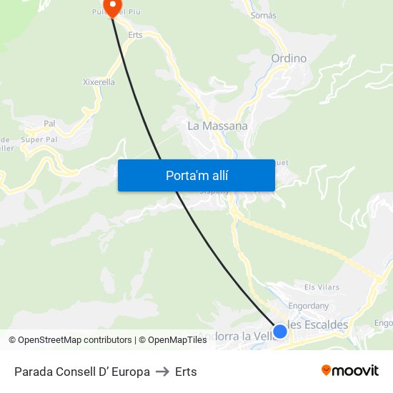 Parada Consell D’ Europa to Erts map