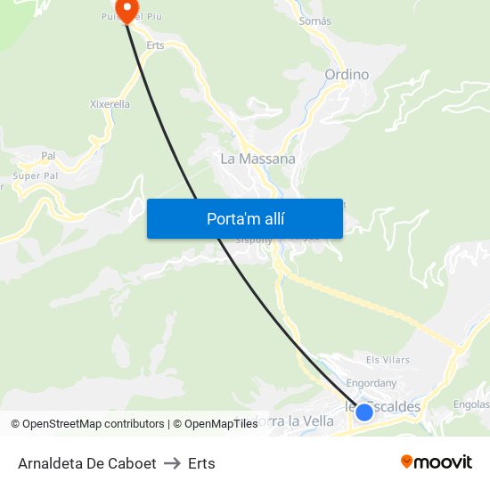 Arnaldeta De Caboet to Erts map