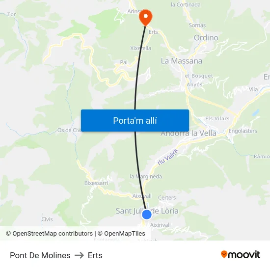 Pont De Molines to Erts map