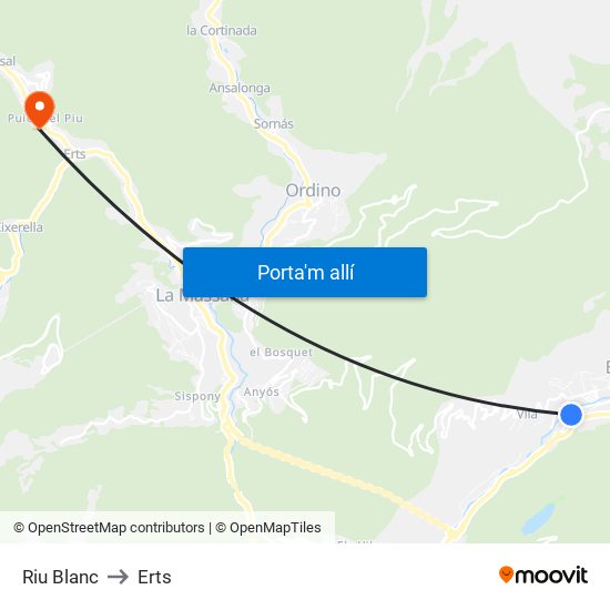 Riu Blanc to Erts map