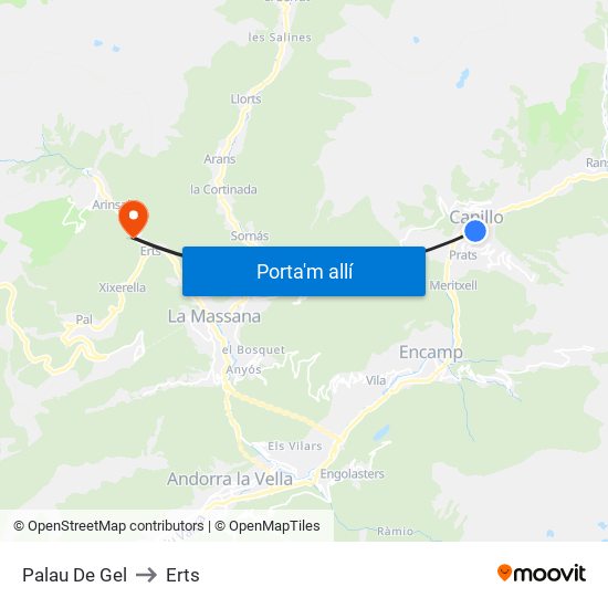 Palau De Gel to Erts map