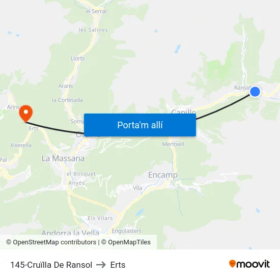 145-Cruïlla De Ransol to Erts map