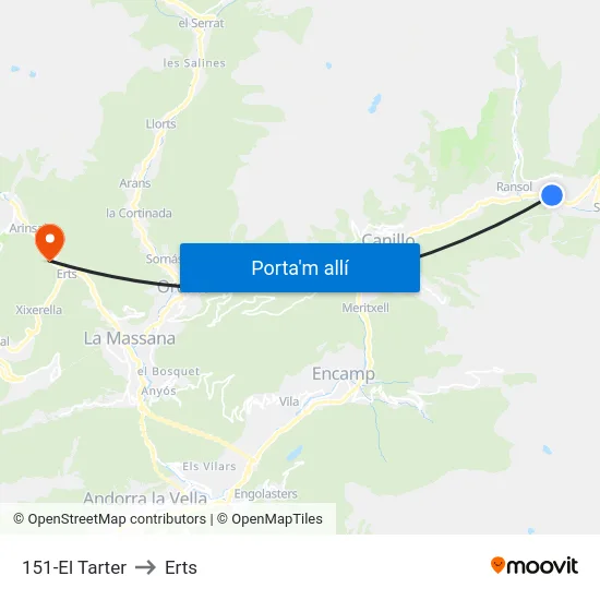 151-El Tarter to Erts map
