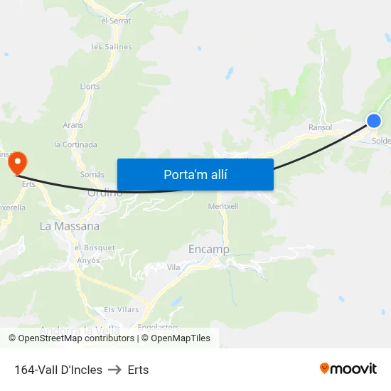 164-Vall D'Incles to Erts map