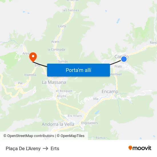 114-Plaça De L'Areny to Erts map