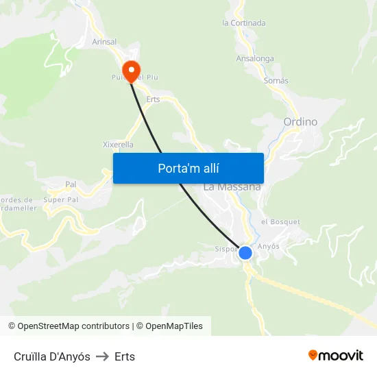 403-Cruïlla D'Anyós to Erts map