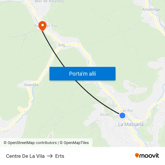 Centre De La Vila to Erts map