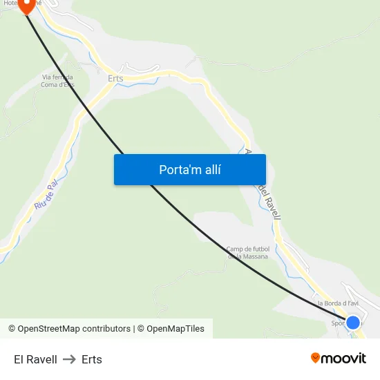 El Ravell to Erts map