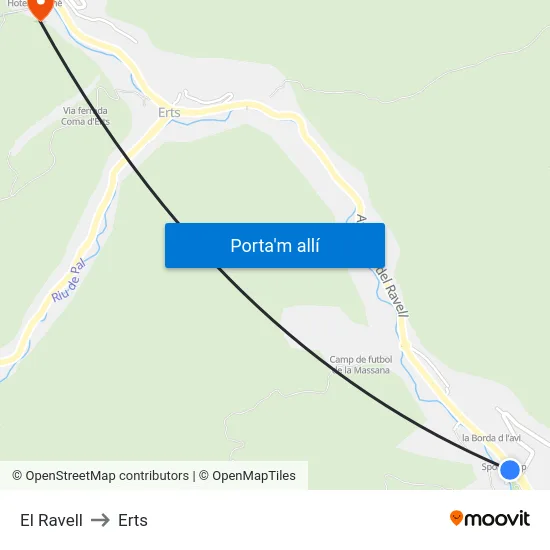 El Ravell to Erts map