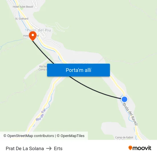 Prat De La Solana to Erts map