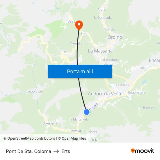 Pont De Sta. Coloma to Erts map