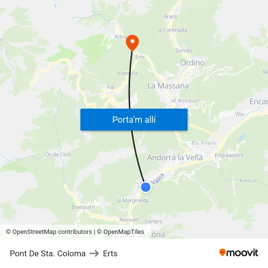 Pont De Sta. Coloma to Erts map