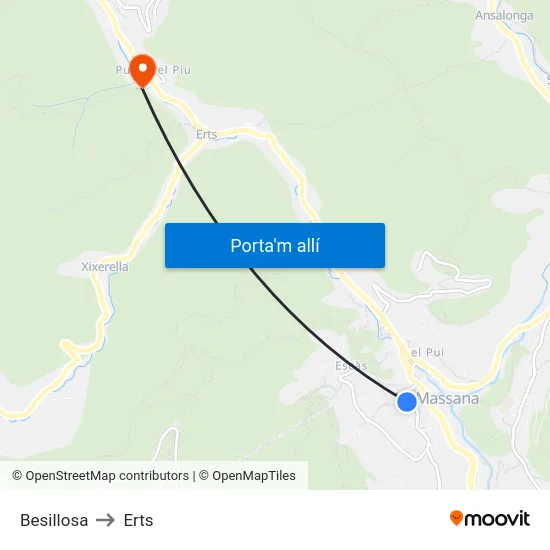 Besillosa to Erts map