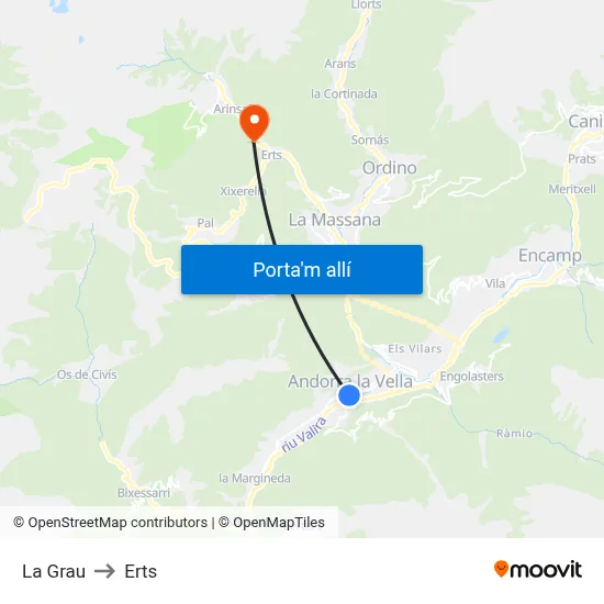 La Grau to Erts map