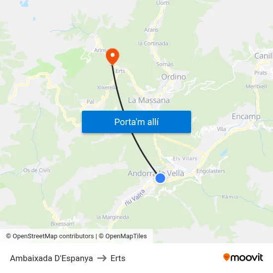 Ambaixada D'Espanya to Erts map