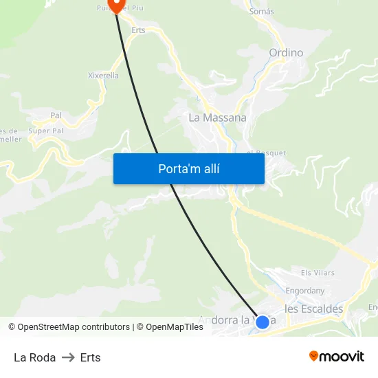 La Roda to Erts map