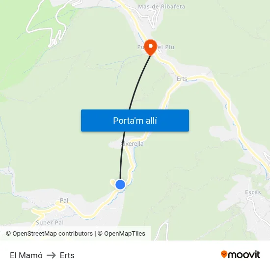 El Mamó to Erts map