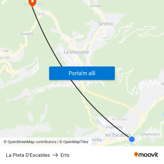 La Pleta D'Escaldes to Erts map